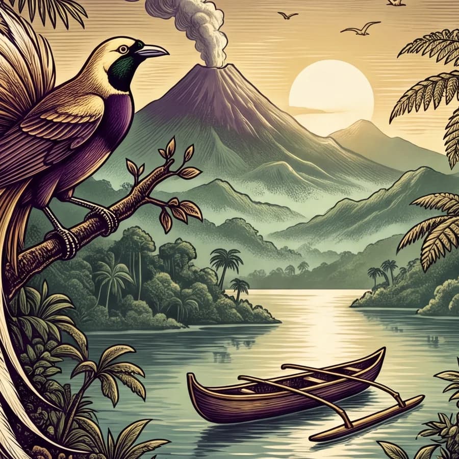 Ilustrace z etikety kávy Tajuplný ostrov