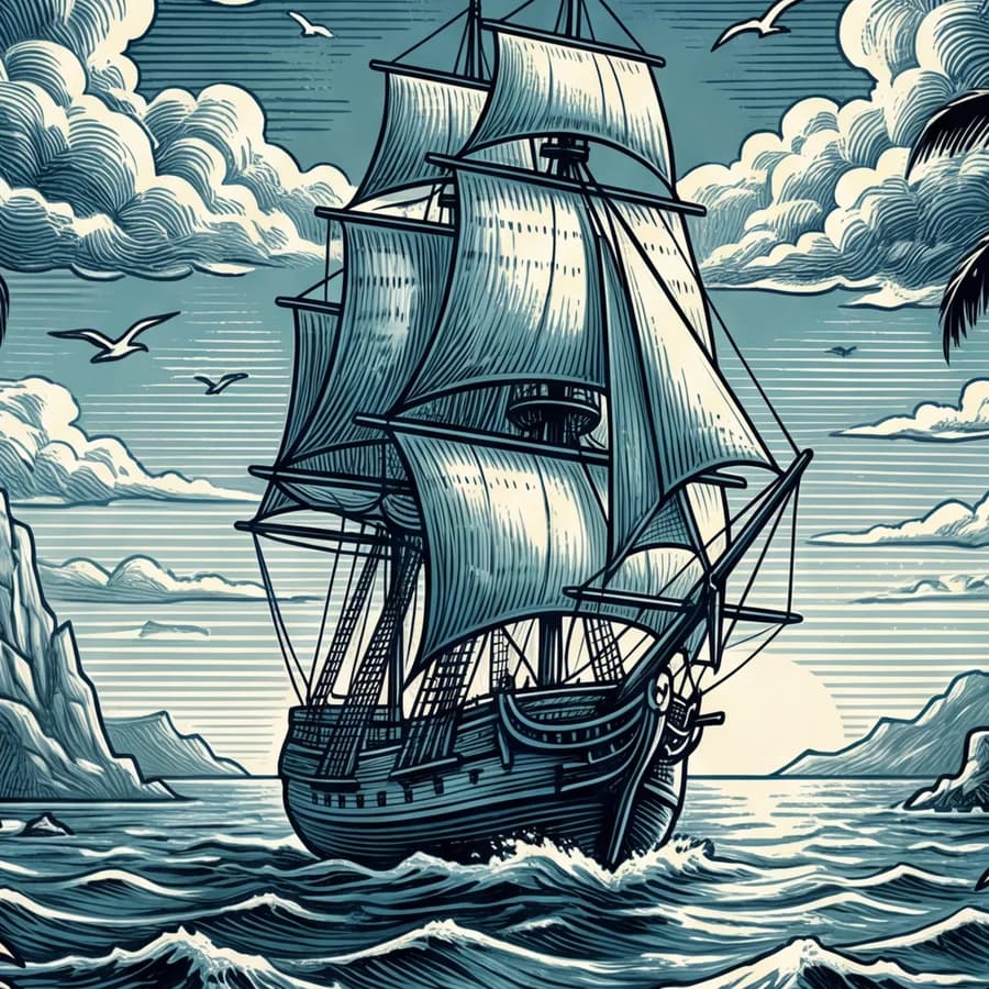 Ilustrace z etikety kávy Tichý oceán